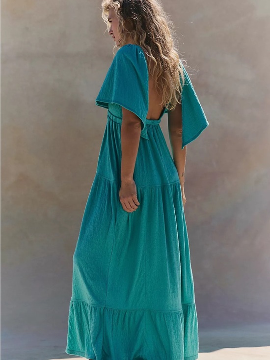 Free People Dresses & Skirts - Brand New Free People Teal Ruffled Maxi Dress Size Medium